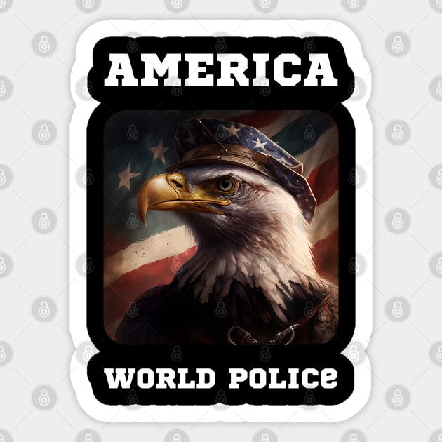 America - World Police Sticker by AI-datamancer